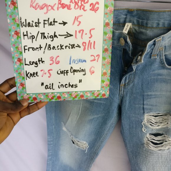 Rag & Bone THE DRE CONVOY Moto Destroyed Boyfriend Distressed Jean 26w +MEASUREM - Picture 9 of 9